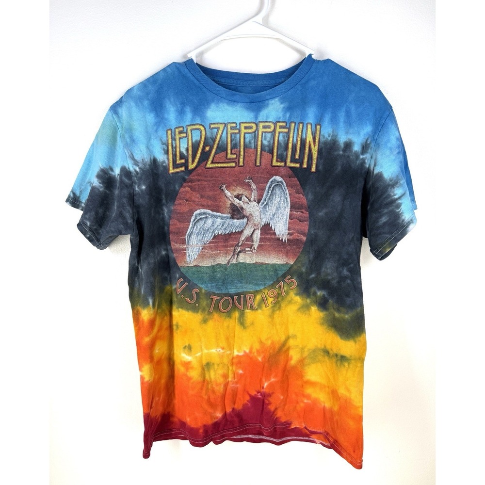 led zeppelin t shirt womens medium Runs Small Rainbow Tie Dye Cotton Icarus 1975